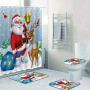 Clear Polyester With Shower Curtain And Rugs, Famous Printing Christmas Shower Curtain Set#