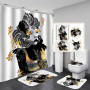 Wholesale African Women Design 100%Polyester Bathroom Waterproof Shower Curtain african woman shower curtain with bath mats