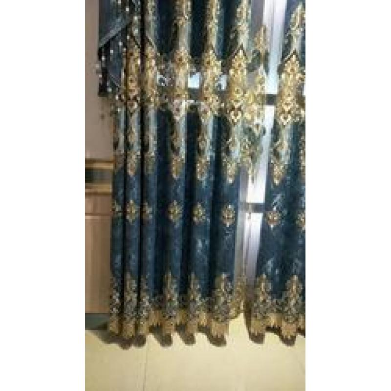 Lounge Ready Made Luxury Curtains, European Luxury Window Embroidered Curtains/