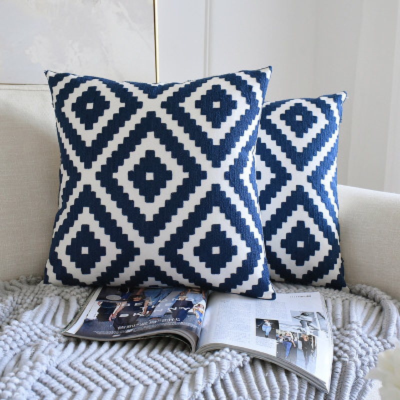Geometric Pattern Chinese Classical Embroidery Home Pillow Fashion Sofa Pillow, 2019 New Chinese Blue And White Porcelain /