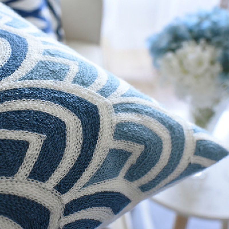 Geometric Pattern Chinese Classical Embroidery Home Pillow Fashion Sofa Pillow, 2019 New Chinese Blue And White Porcelain /