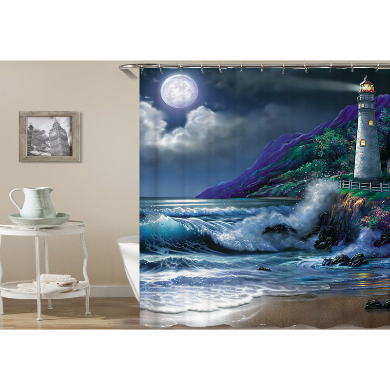 Bathroom printed Polyester Waterproof Shower Curtain, 72 inches by 72 inches PEVA material shower curtain/