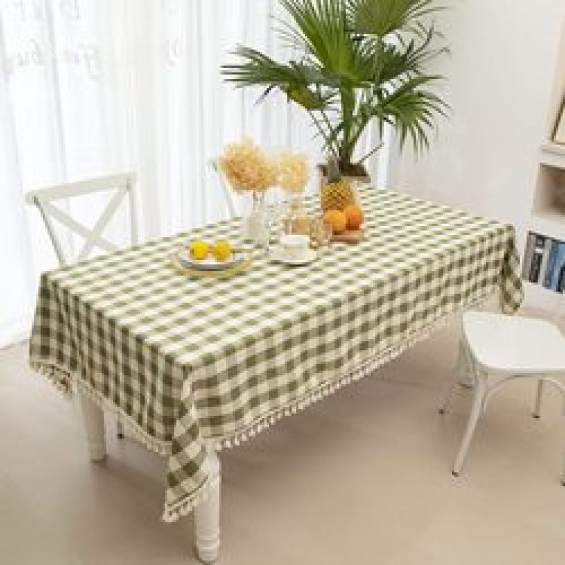 Simple And Generous Rural Style Home Dining Table Cloth Restaurant Rectangular Picnic Plaid Cloth green Checkered Tablecloth