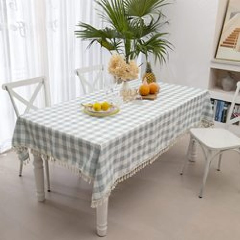 Simple And Generous Rural Style Home Dining Table Cloth Restaurant Rectangular Picnic Plaid Cloth green Checkered Tablecloth