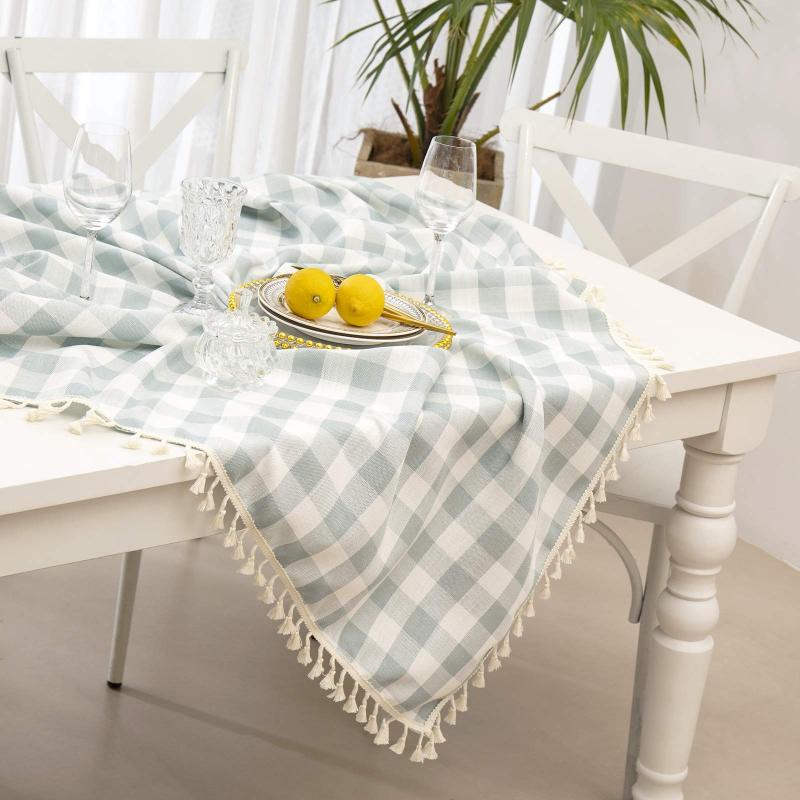 Simple And Generous Rural Style Home Dining Table Cloth Restaurant Rectangular Picnic Plaid Cloth green Checkered Tablecloth