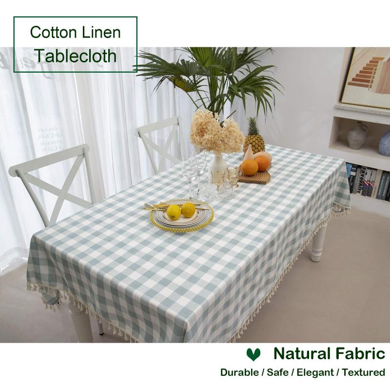 Simple And Generous Rural Style Home Dining Table Cloth Restaurant Rectangular Picnic Plaid Cloth green Checkered Tablecloth