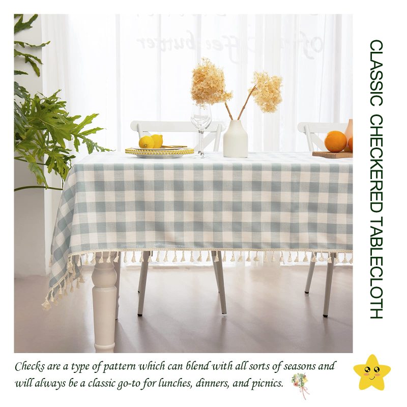 Simple And Generous Rural Style Home Dining Table Cloth Restaurant Rectangular Picnic Plaid Cloth green Checkered Tablecloth