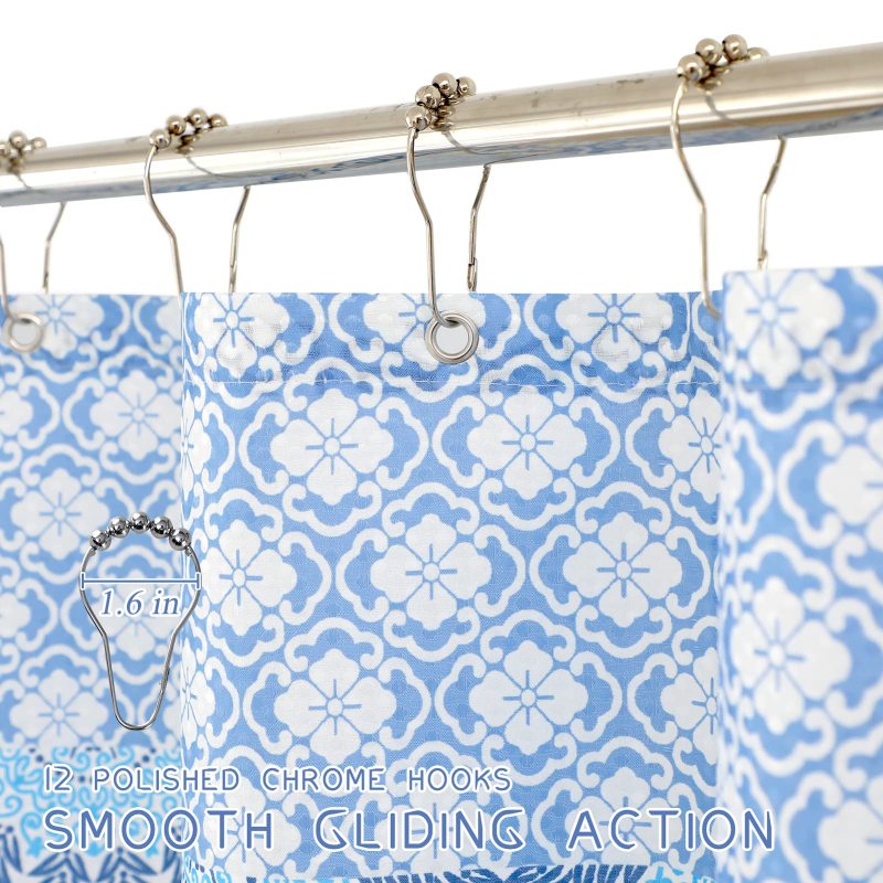 Printed Polyester Waffle Shower Curtains, Washable Waterproof Bathroom Curtain for Home Decor$
