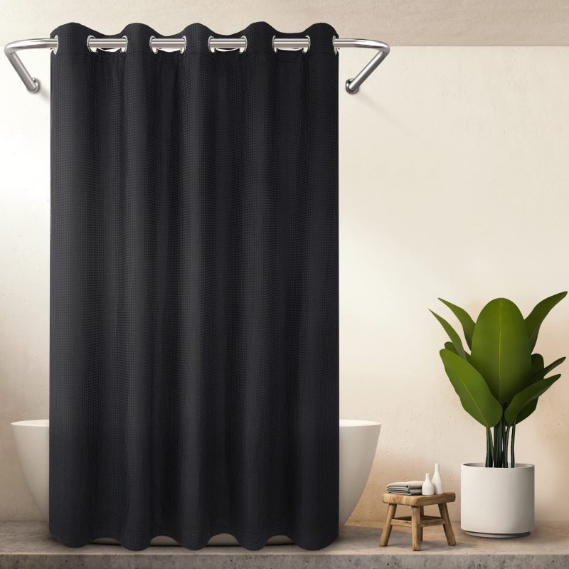 Waterproof Shower Curtain Waffle Weave, Solid Waffle  Bathroom Curtain /