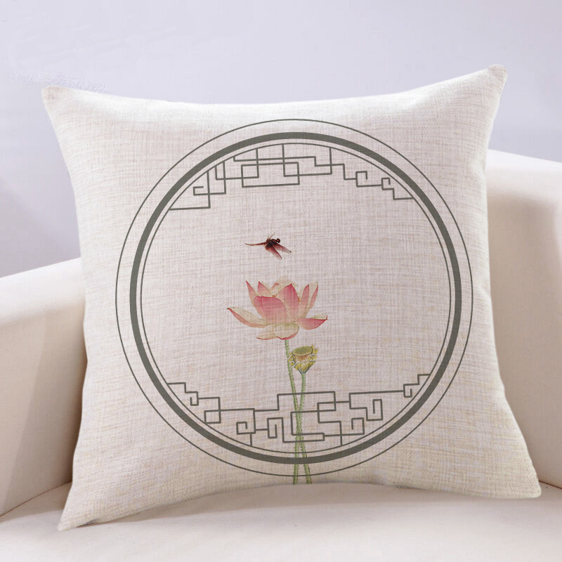 Modern Cushion Cover , Lotus Flowers Cushions, Chinese Cushion