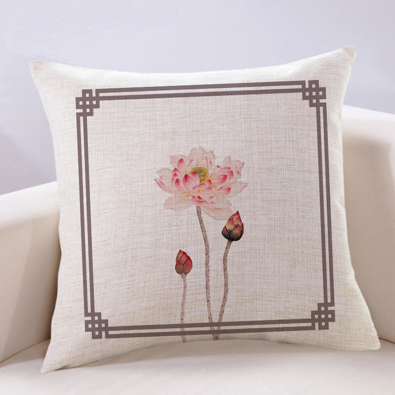 Modern Cushion Cover , Lotus Flowers Cushions, Chinese Cushion