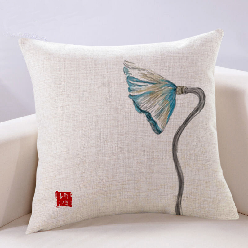 Modern Cushion Cover , Lotus Flowers Cushions, Chinese Cushion