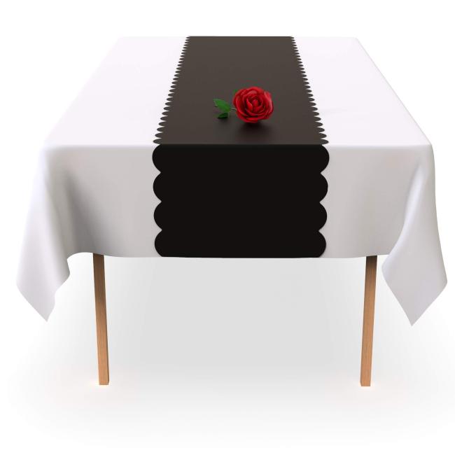 Heart Shape Disposable Table Runner 5 Pack 14 x 108 inch, Black White Shape Plastic Table Runner for Your Party Table#