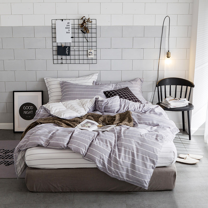 Used Double Sides Soft Fabric, Grey America Style  Bedding Set/