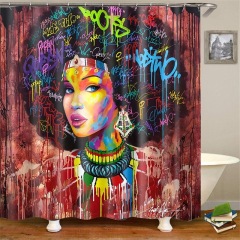 Wholesale Black Woman Shower Curtain Digit Print, Home Goods Africa Bath Shower Curtain Set/