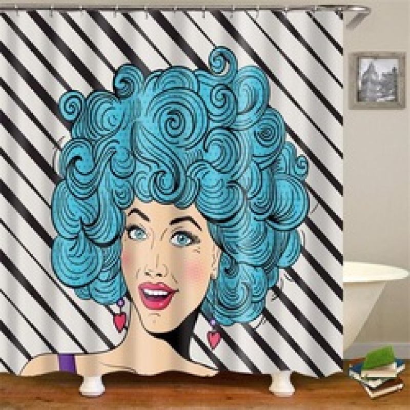 Wholesale Black Woman Shower Curtain Digit Print, Home Goods Africa Bath Shower Curtain Set/