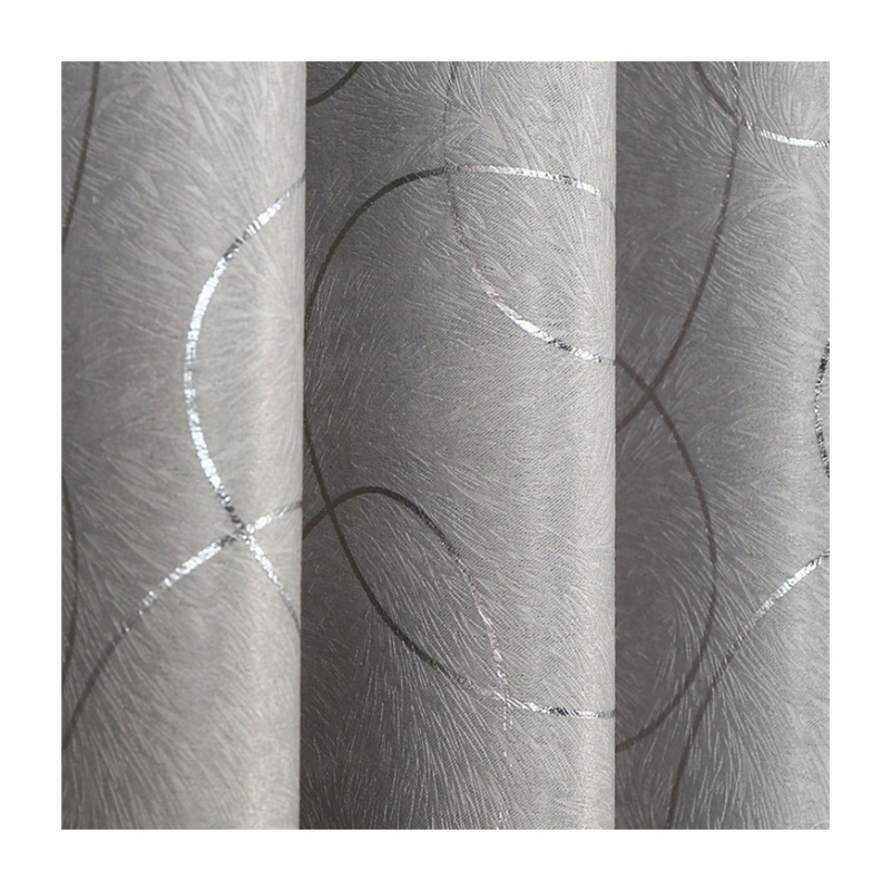 Hot selling modern 100% Polyester jacquard luxury blackout curtain silver