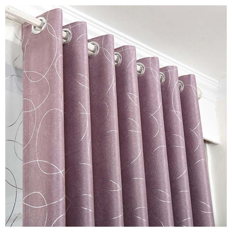 Hot selling modern 100% Polyester jacquard luxury blackout curtain silver
