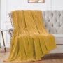 Dark Yellow Solid Color Velvet Warm Flannel Blanket For Living Room Bed  Blanket/
