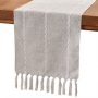 Hot Selling Rustic Linen Farmhouse Style 36 inches Long Embroidered Table Runner with Hand-Tassels for Party Wedding
