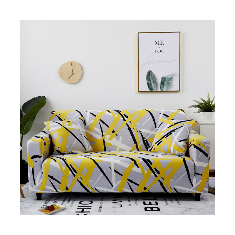 Latest Design Multicolored Line Pattern  Single Sofa Cover, Custom Printed Made Anti Slip Sofa Cover/
