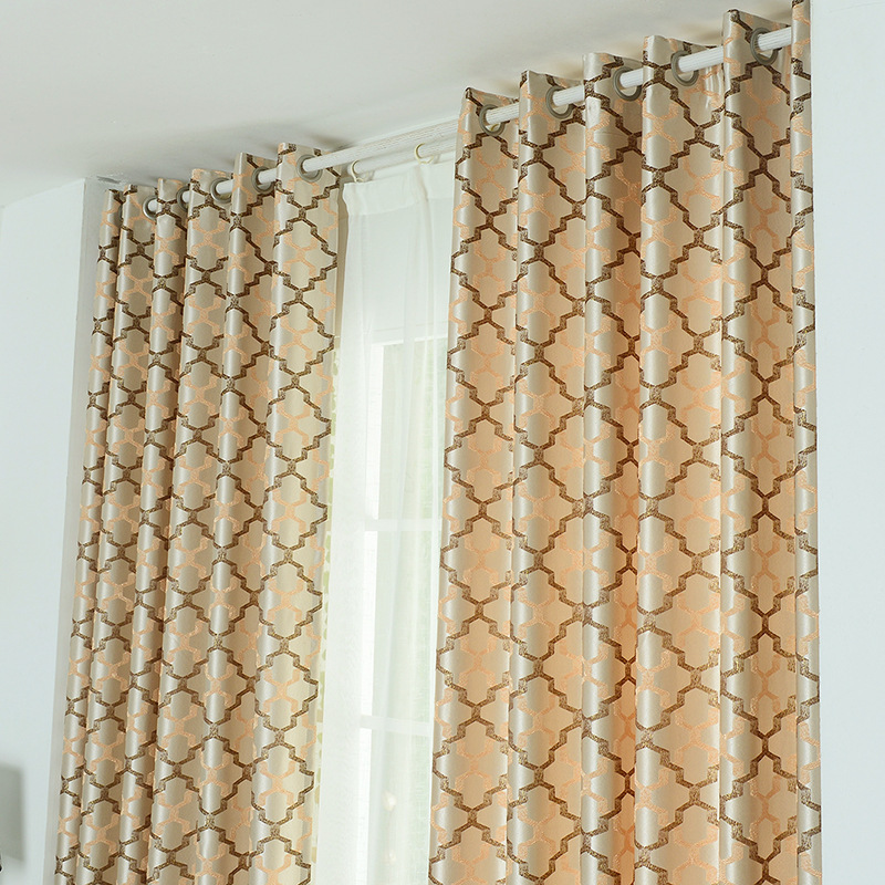 European Simple Modern Geometric Diamond Curtain, High Precision Blackout Jacquard Curtain$