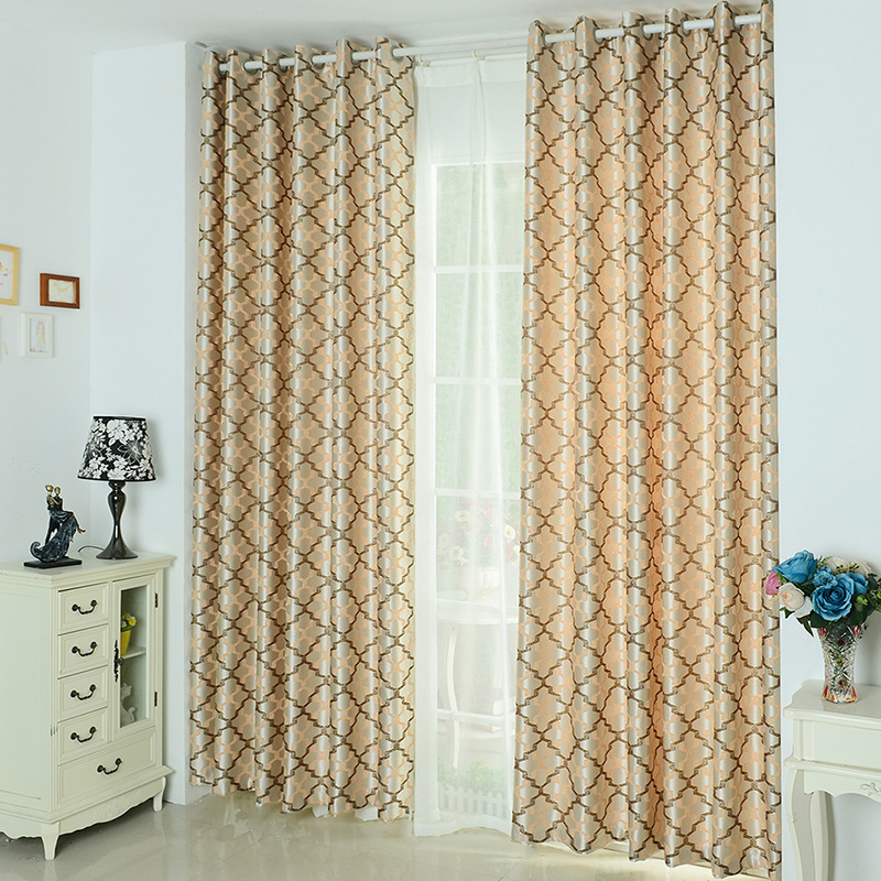European Simple Modern Geometric Diamond Curtain, High Precision Blackout Jacquard Curtain$