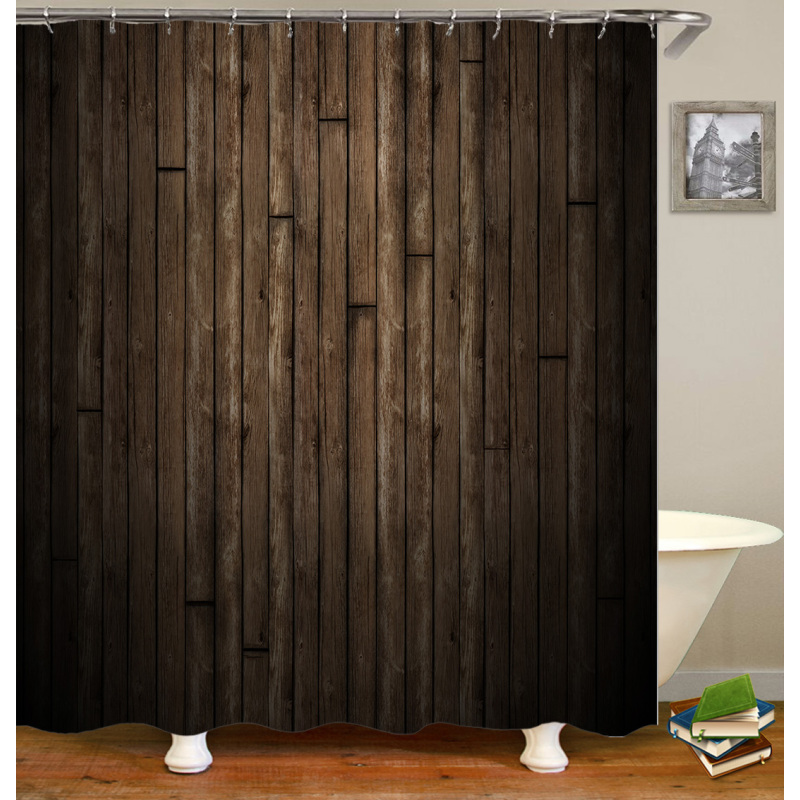 Drop Shipping Polyester Shower Curtains Latest Design Printed Wholesale Custom Classical Wood Grain 3D Printed Shower Curtain
