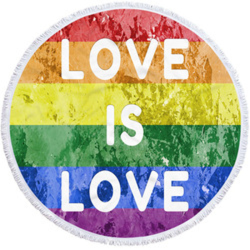 Love is Love Round Beach Towel, Custom Rainbow Microfiber Beach Towels#