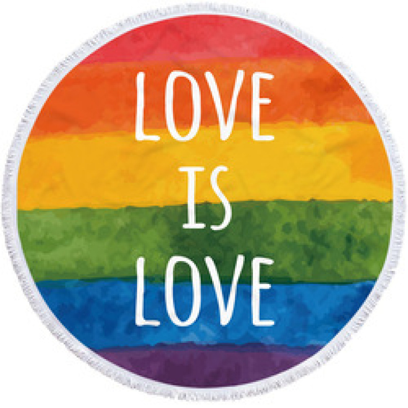 Love is Love Round Beach Towel, Custom Rainbow Microfiber Beach Towels#