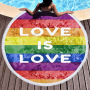 Love is Love Round Beach Towel, Custom Rainbow Microfiber Beach Towels#