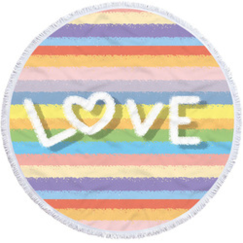 Love is Love Round Beach Towel, Custom Rainbow Microfiber Beach Towels#