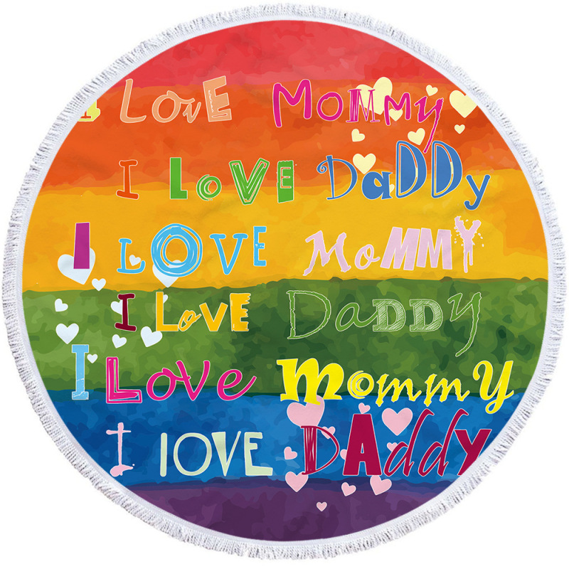 Love is Love Round Beach Towel, Custom Rainbow Microfiber Beach Towels#