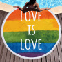 Love is Love Round Beach Towel, Custom Rainbow Microfiber Beach Towels#