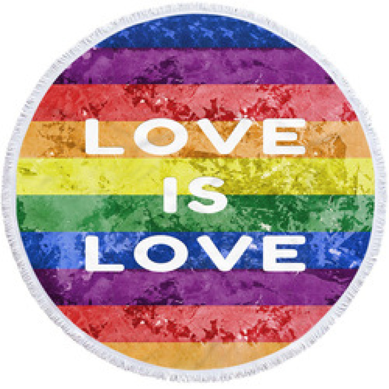 Love is Love Round Beach Towel, Custom Rainbow Microfiber Beach Towels#