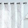 Internet celebrity hot products Small gray branch printing curtain set,Foil gold white tree print translucent curtain/