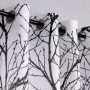 Internet celebrity hot products Small gray branch printing curtain set,Foil gold white tree print translucent curtain/