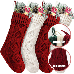 Large 46CM knitted wool home wall decoration candy bag sock set diamond gift bag sock hanging ornament Christmas sock set
