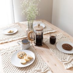 Handmade Cotton Macrame Placemats Set of 4, Woven Boho Placemats,  Modern Farmhouse Fringe Placemats for Dining Table Kitchen#