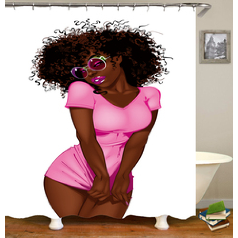 New Design Shower Curtain, Black Woman Bath Curtain/