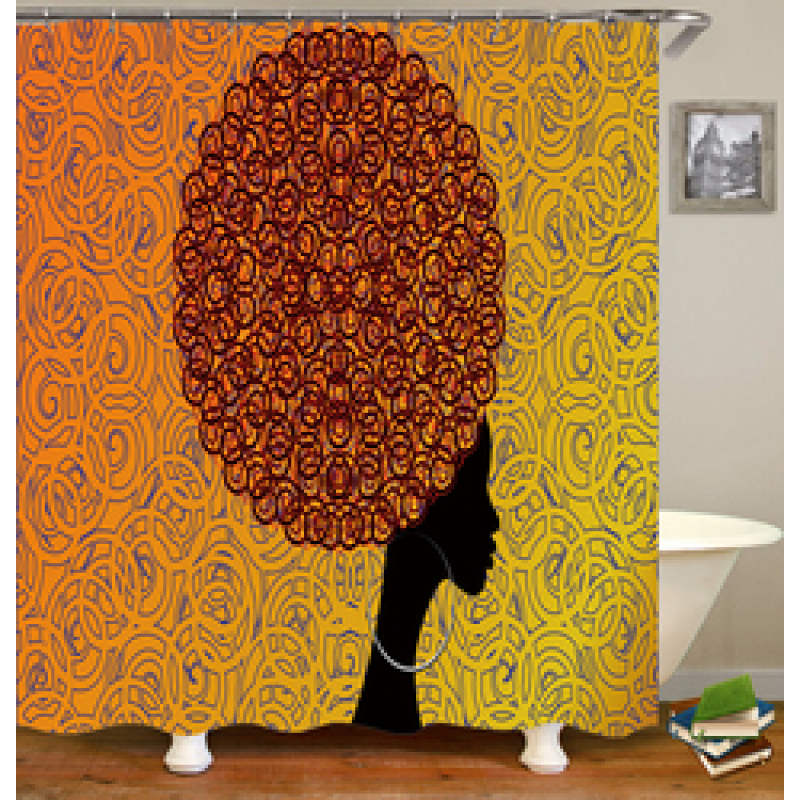 New Design Shower Curtain, Black Woman Bath Curtain/