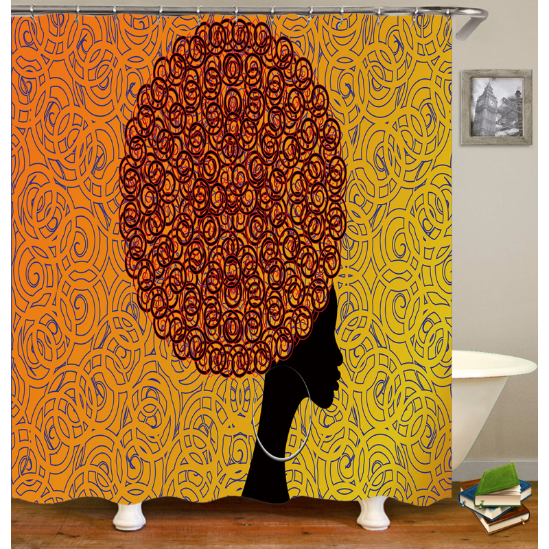 New Design Shower Curtain, Black Woman Bath Curtain/