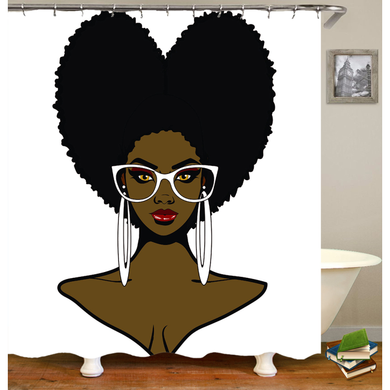 New Design Shower Curtain, Black Woman Bath Curtain/