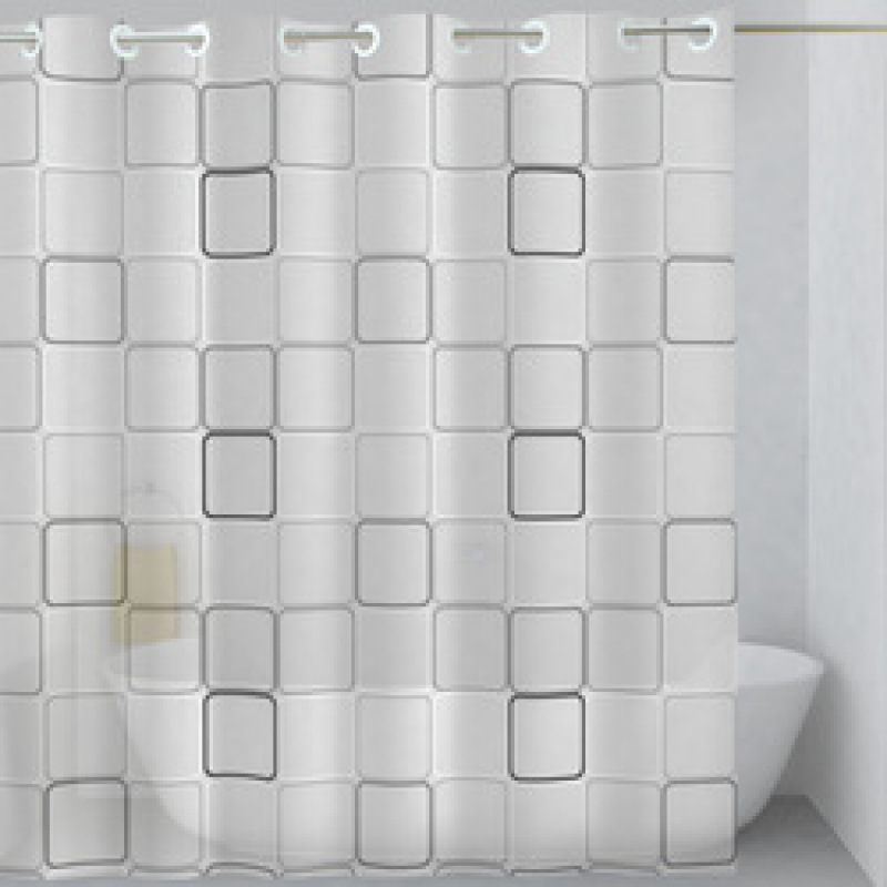 Black And White Checkered Shower Curtain,Built-in Large Ring Hookless Shower Curtain /