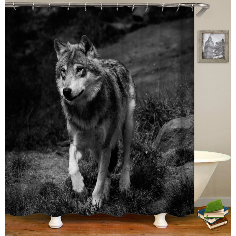 Hot Sales Amazon Choose Antimicrobic Animal Pattern Digital Print Shower curtain Polyester Waterproof Shower Curtain