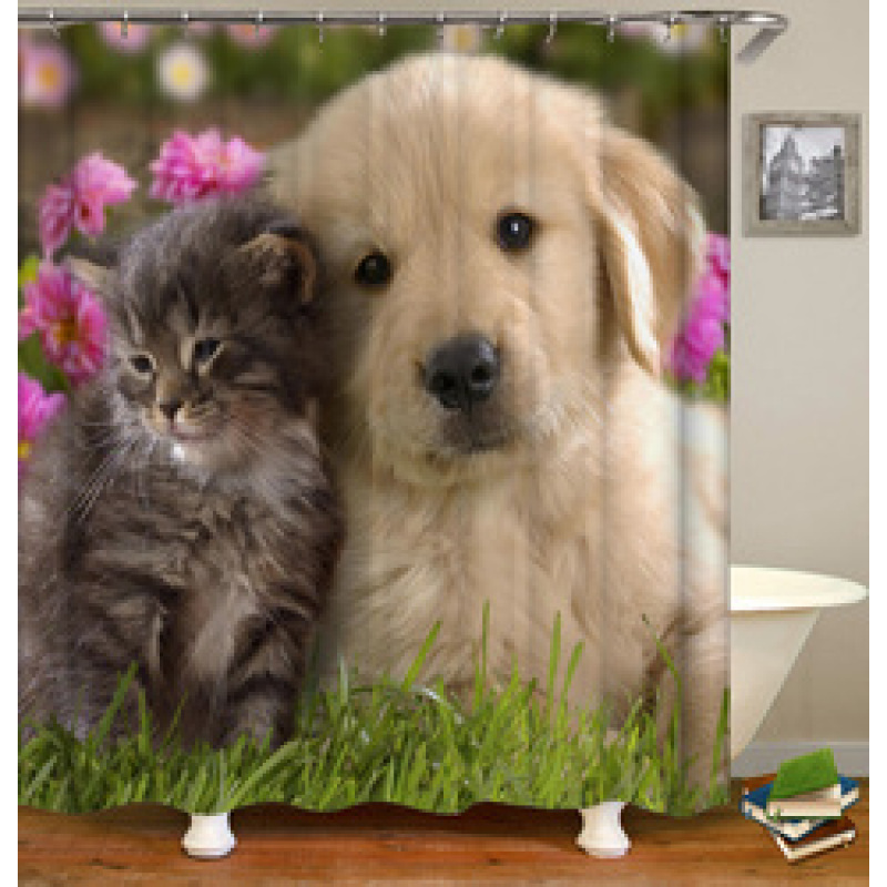 Hot Sales Amazon Choose Antimicrobic Animal Pattern Digital Print Shower curtain Polyester Waterproof Shower Curtain