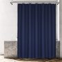 Hot Sell Navy Blue Waffle Weave Hotel Luxury Spa Bathroom Polyester Shower Curtain, 230gsm Quality Heavy Duty Shower Curtain/