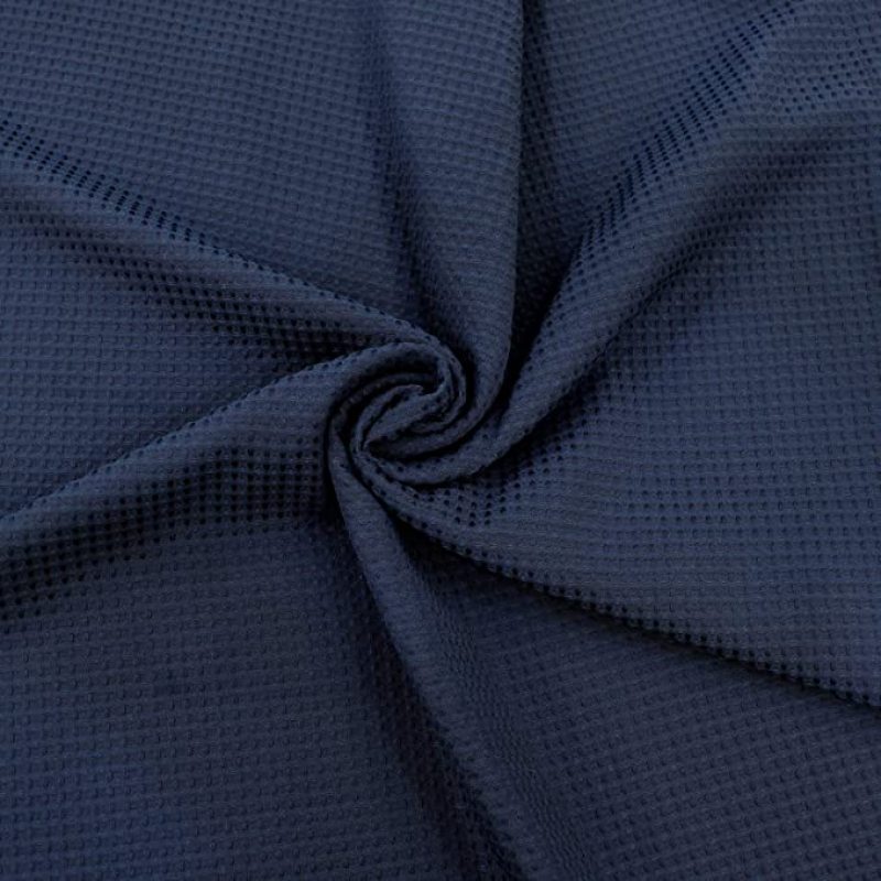 Hot Sell Navy Blue Waffle Weave Hotel Luxury Spa Bathroom Polyester Shower Curtain, 230gsm Quality Heavy Duty Shower Curtain/