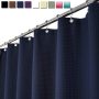 Hot Sell Navy Blue Waffle Weave Hotel Luxury Spa Bathroom Polyester Shower Curtain, 230gsm Quality Heavy Duty Shower Curtain/