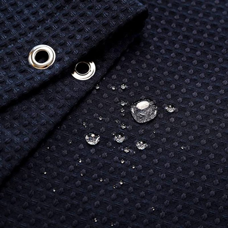 Hot Sell Navy Blue Waffle Weave Hotel Luxury Spa Bathroom Polyester Shower Curtain, 230gsm Quality Heavy Duty Shower Curtain/